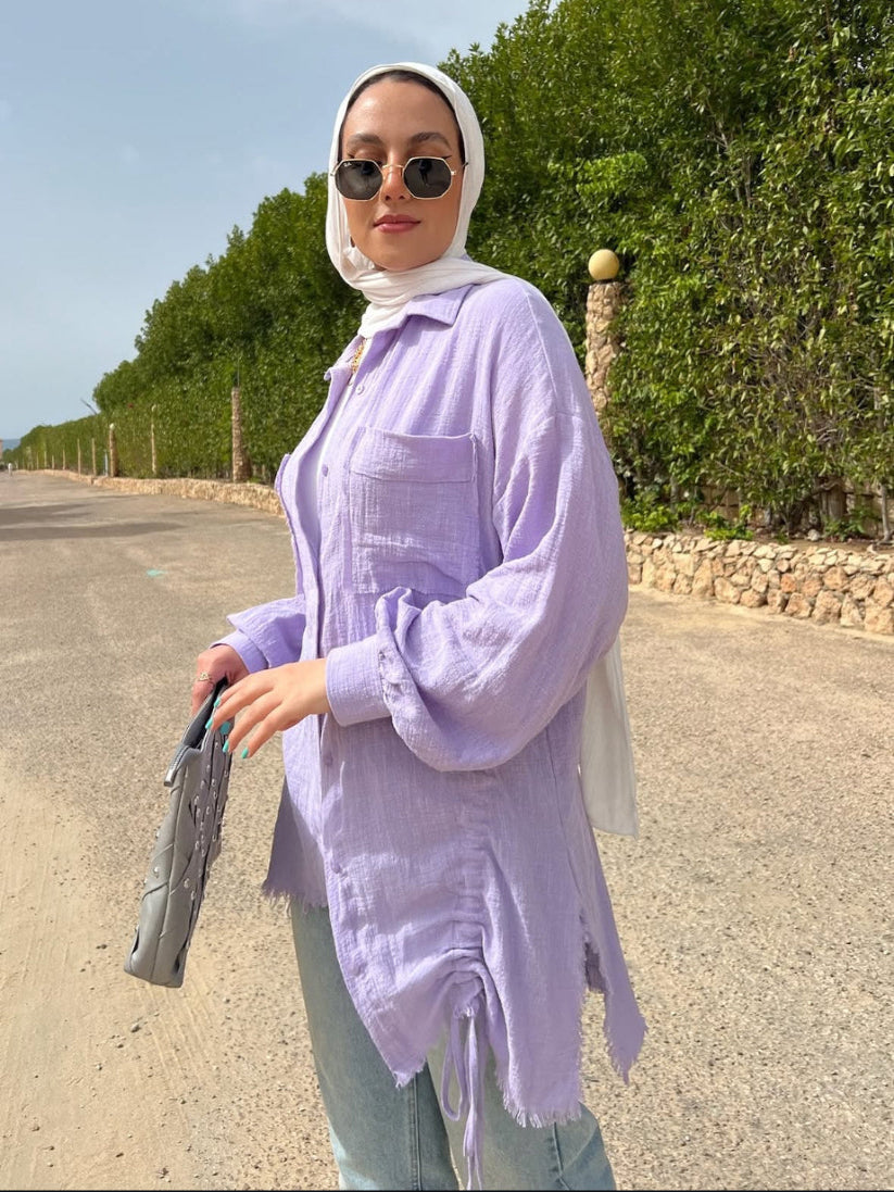 Drawstring Linen Shirt