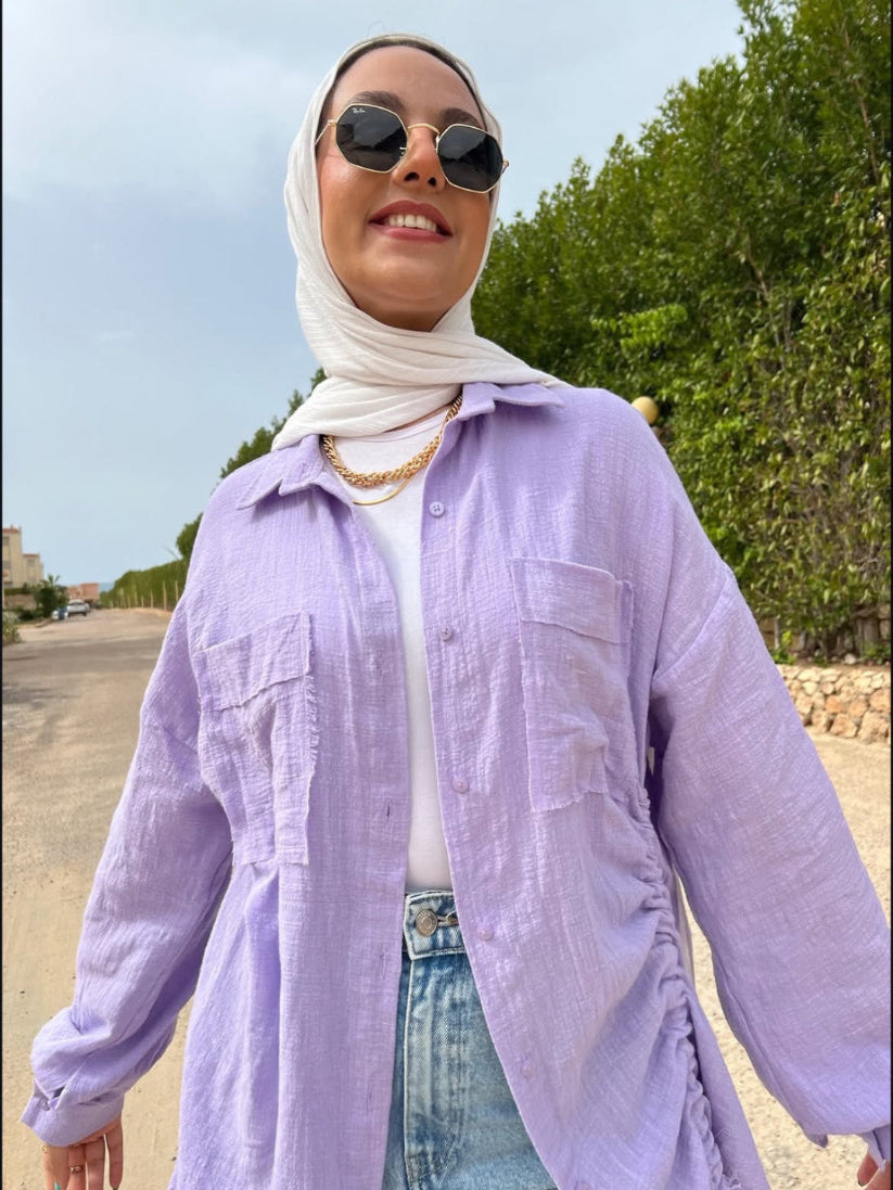 Drawstring Linen Shirt