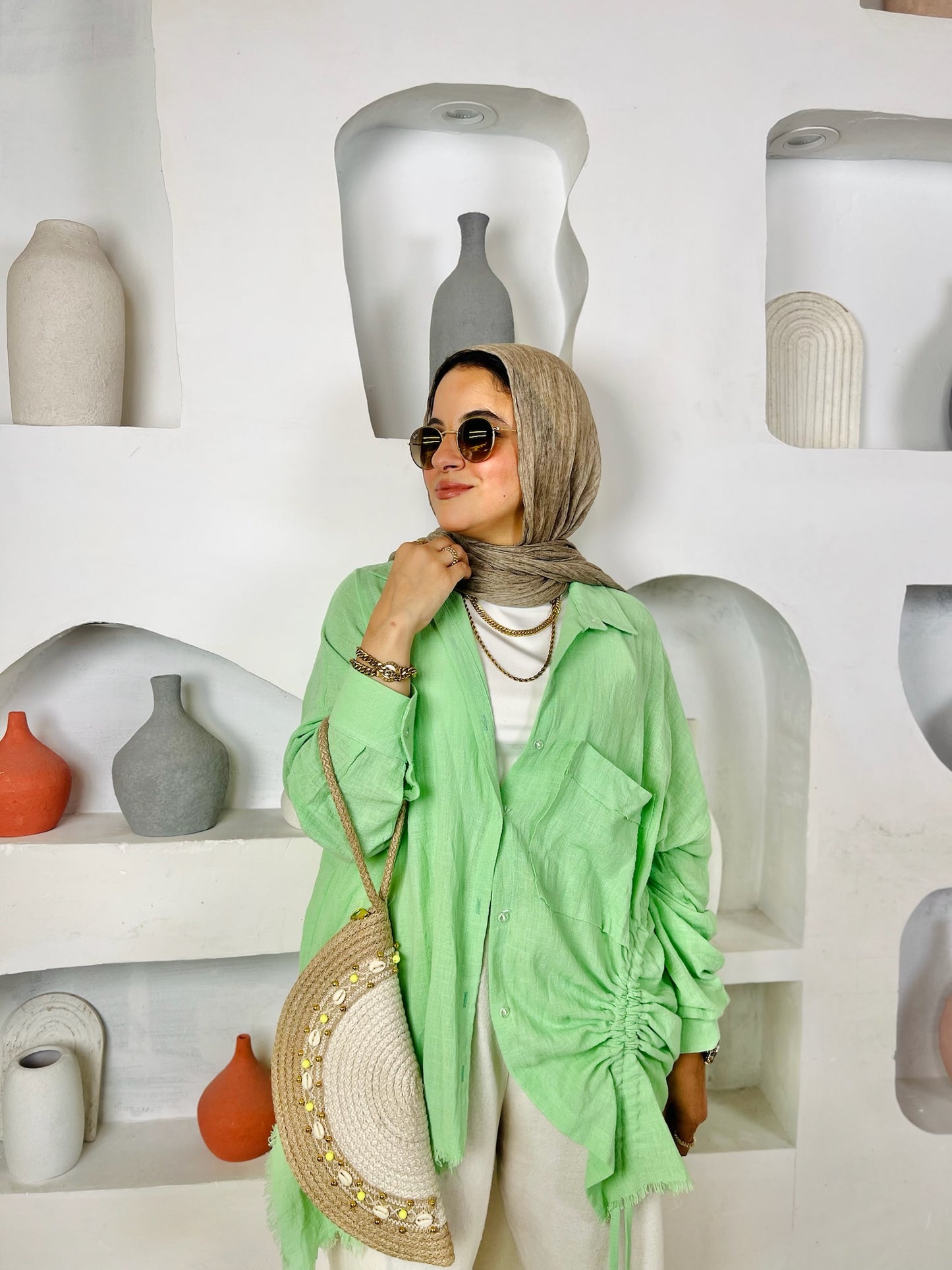 Drawstring Linen Shirt