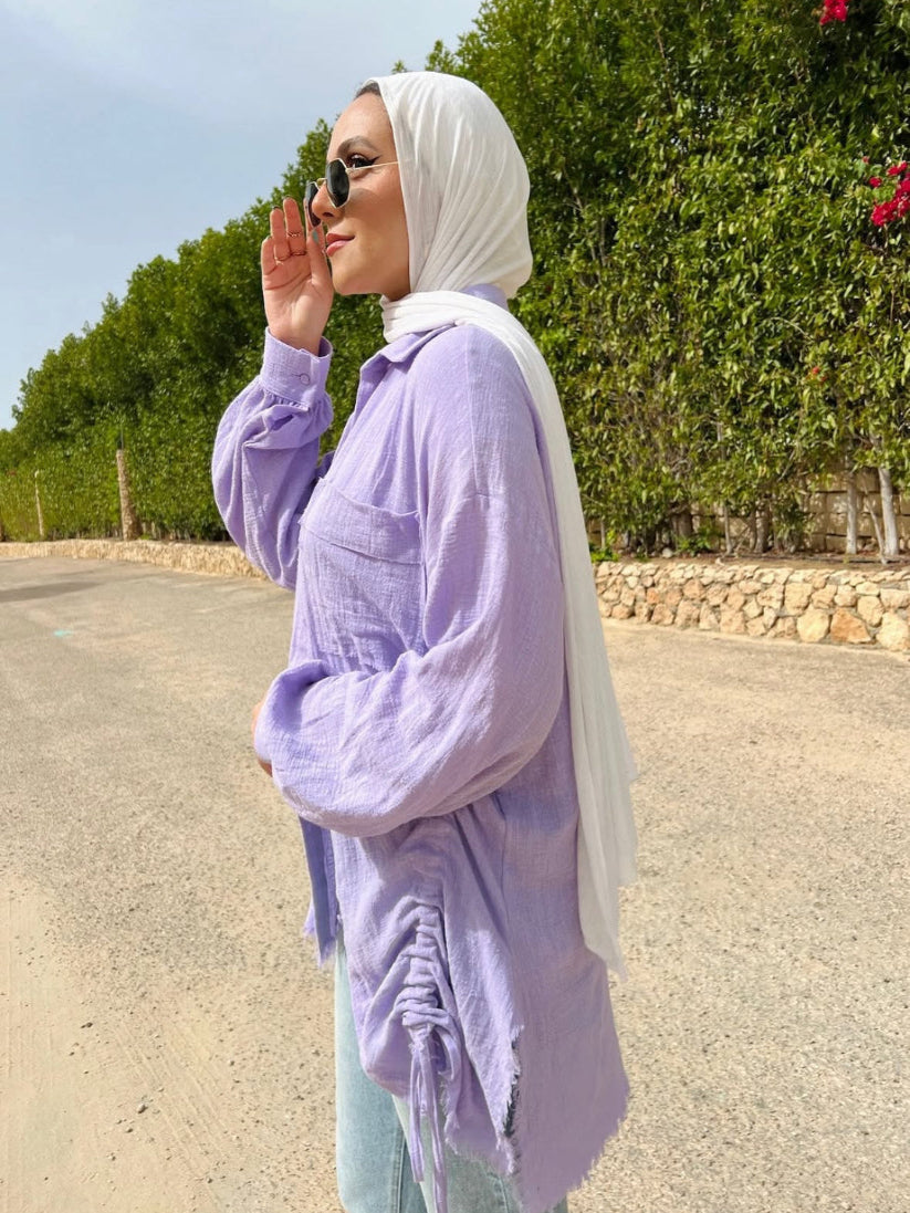 Drawstring Linen Shirt