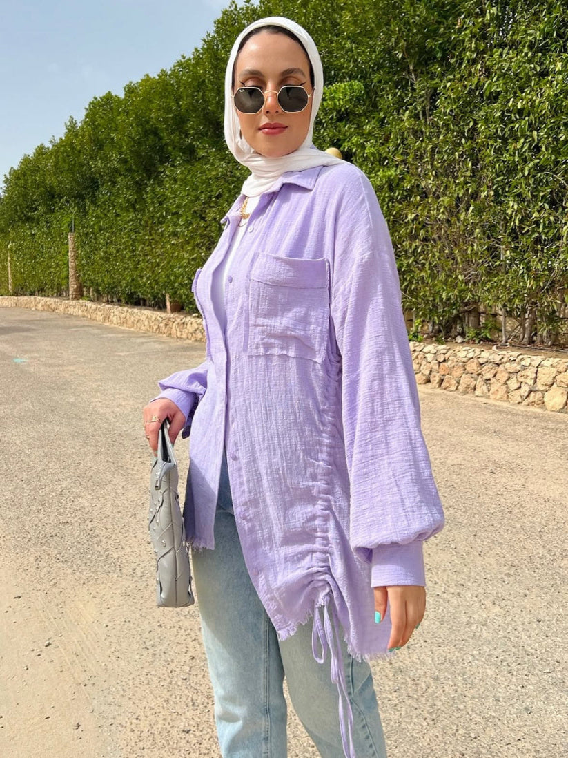 Drawstring Linen Shirt