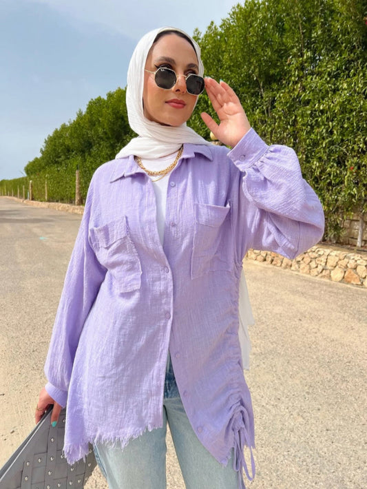 Drawstring Linen Shirt
