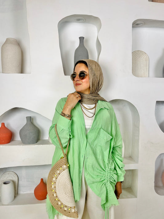 Drawstring Linen Shirt