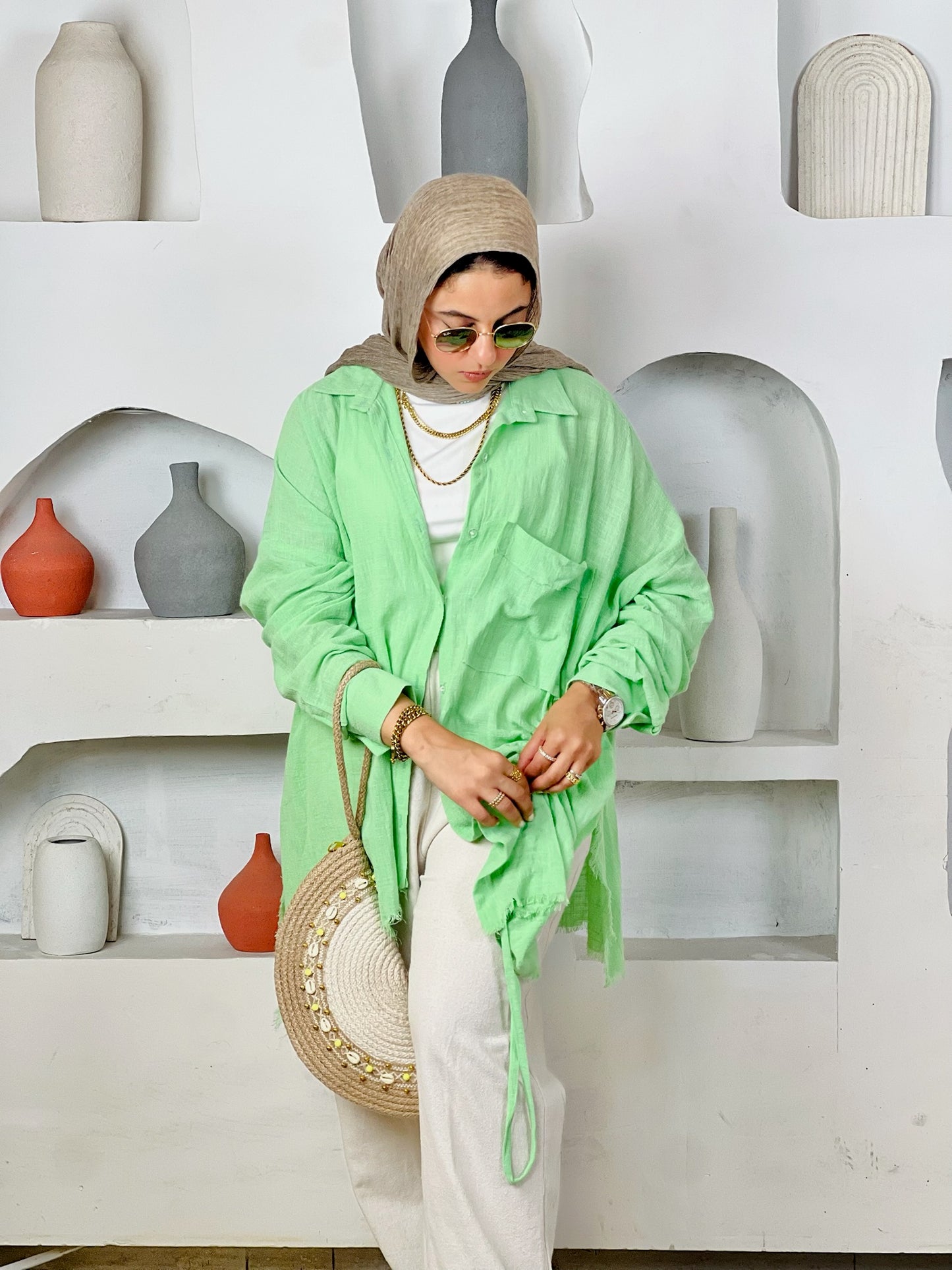 Drawstring Linen Shirt