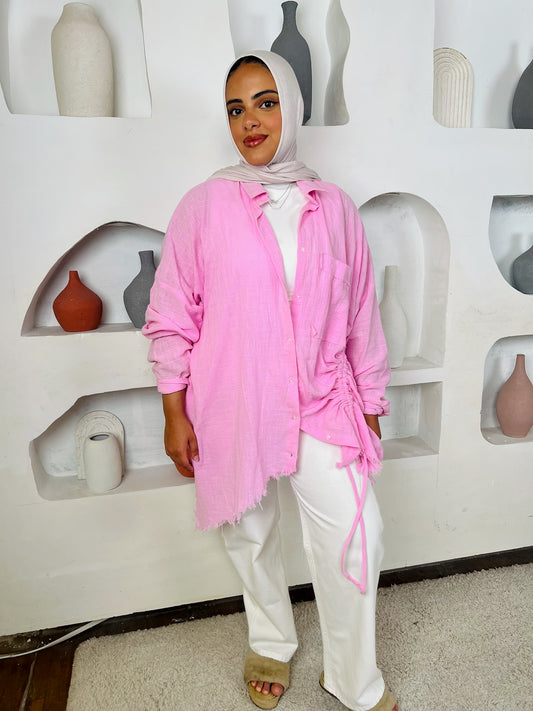 Drawstring Linen Shirt